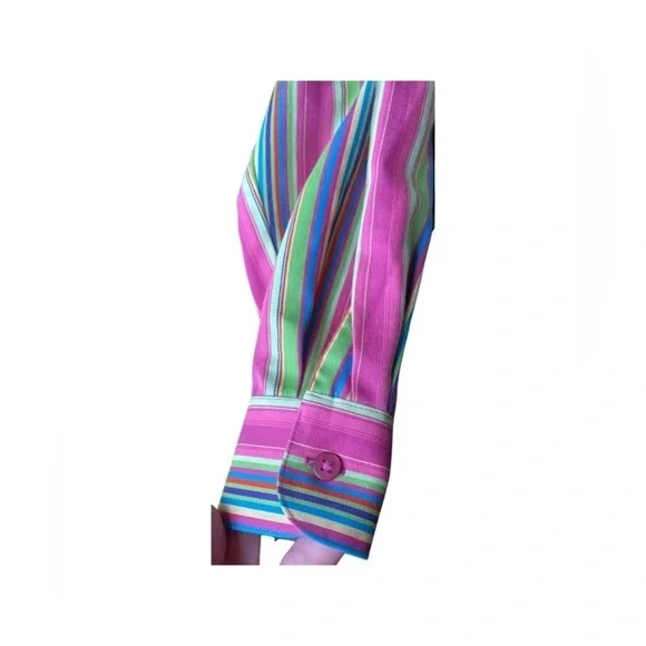 FOXCROFT multicolor striped wrinkle free shirt blouse top tunic classic size 6 - Picture 7 of 7